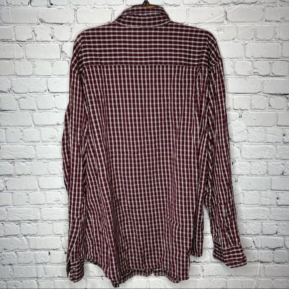 Nautica Button Up Shirt XX-Large Adult Red White Beige Plaid Collared LS Mens - Picture 2 of 3